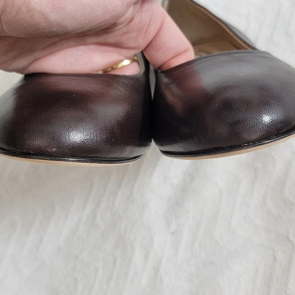 Andrea Carrano NEW Made‎ in Italy Dark Brown Block Heel Leather Pumps 41 10-10.5
